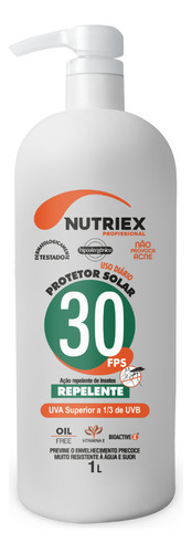 Nutriex Profissional protetor solar FPS 30 ação repelente em creme 1L