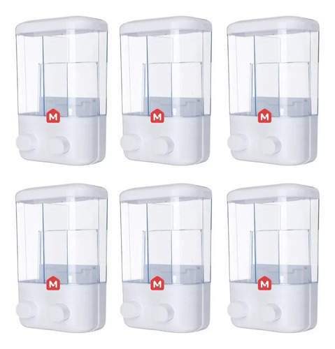 Set X 6 Dispenser Doble Pared Jabon Shampoo Dosificador 