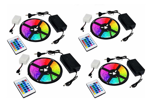 Pack De 10 Tiras De Led 5 Metros Rgb 5050 Exterior Completas