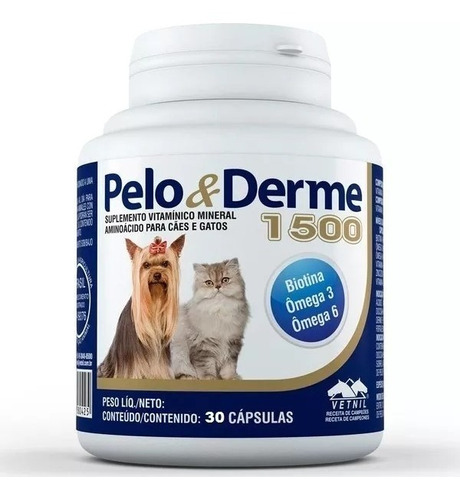 Pelo E Derme 1500 - 30 Capsulas Cães E Gatos 