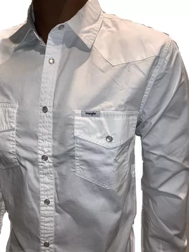 Camisa De T/ Jean Poplin Wrangler Hombre Original Blanca