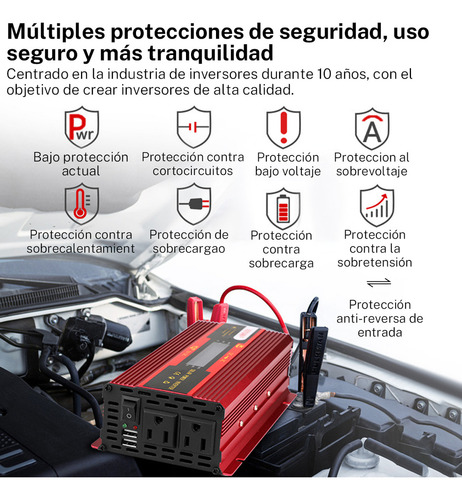 Convertidor De Potencia Inversor Para Auto 4000w Dc12v-a110v Adecuado Para Viajes Deportivos Al Aire Libre.
