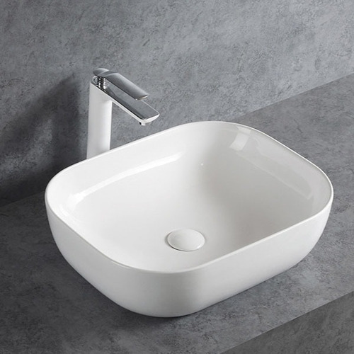Imagen 4 de 5 de Bacha De Apoyo Blanca De Loza 46 X 33cm Porcelana Sanitaria