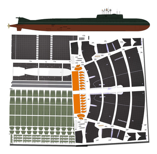 Submarino Kursk K-141 Escala 1.200 Papercraft