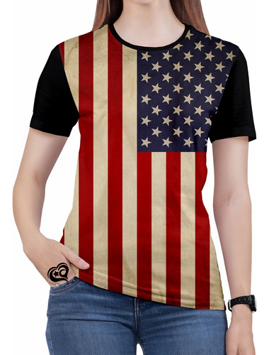Camiseta Dos Estados Unidos Bandeira Feminina Blusa