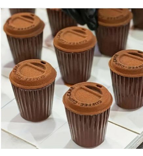 Moldes Silicona Pastel Chocolate Taza De Café A Rayas Blanco