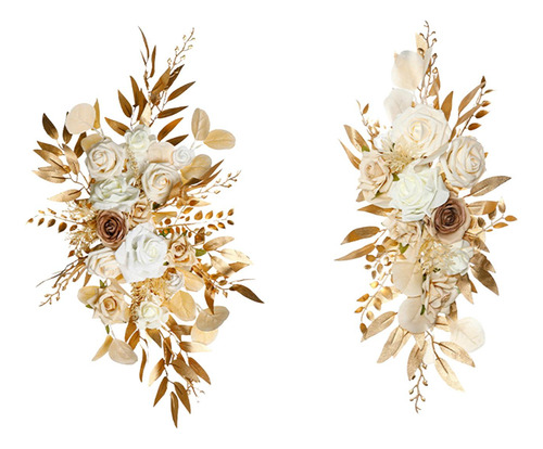 2 Piezas De Flores Swag, Telón De Fondo Floral, Oro