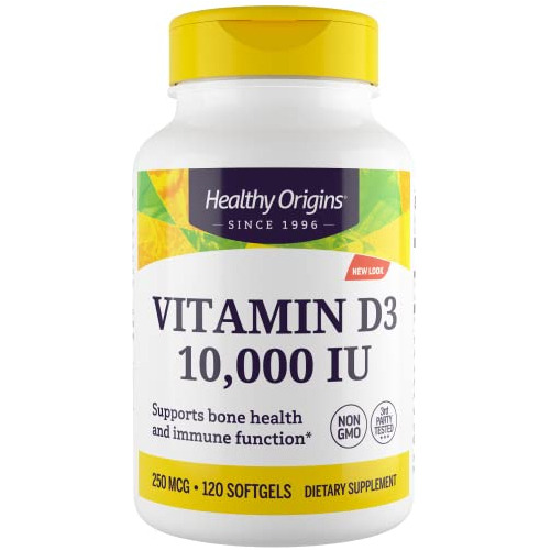 Orígenes Saludables Vitamina D3 10,000 Ui (no-gmo,) Jcgxz