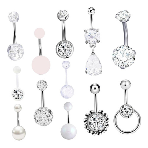 12 Anillos Para El Ombligo, Joyería Para Piercing Del