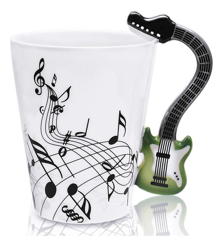 Lanhong - Taza De Guitarra Con Notas Musicales De 13.5 Oz, T