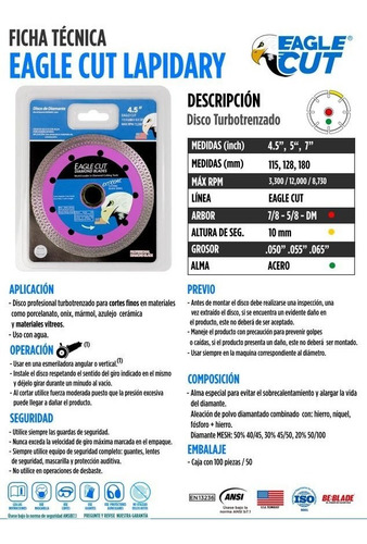 Disco 4.5 Corte Fino Porcelanato, Marmol, Granito, Onix