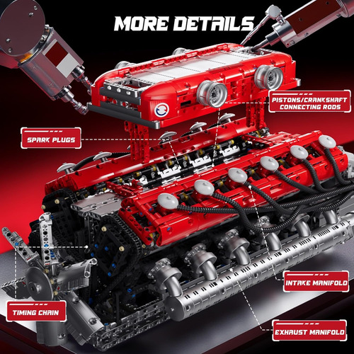 Jugues Bloques De Construcción Modelo Motor Tecnología V12
