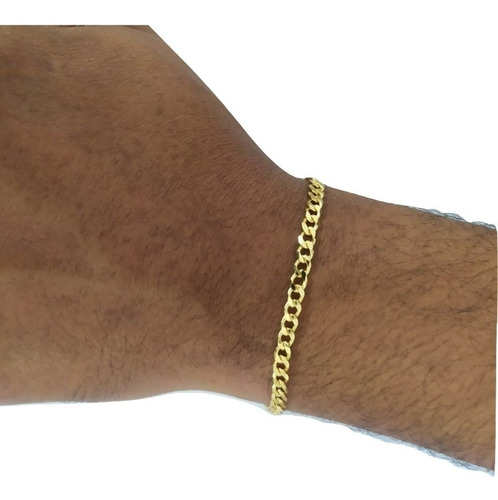 Imagem 1 de 5 de Pulseira Rellicari Masculina Banhada A Ouro 21 Cm 18k P011