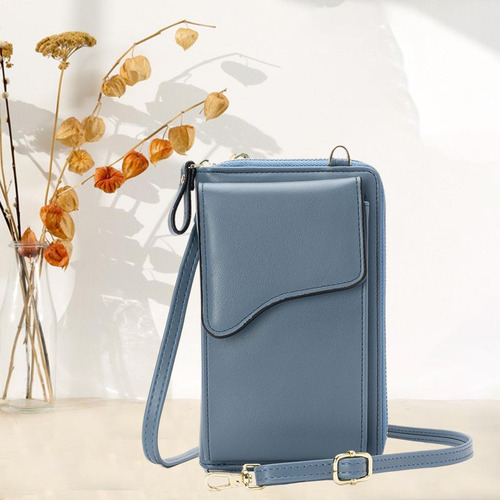 Bolso Bandolera De Cuero Pu Para Mujer, Mini Bandolera, Azul