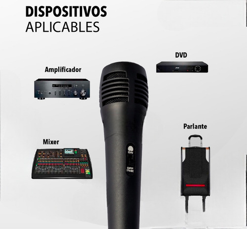 Microfono Dinamico Con Cable Estudio Pc Karaoke Color Negro