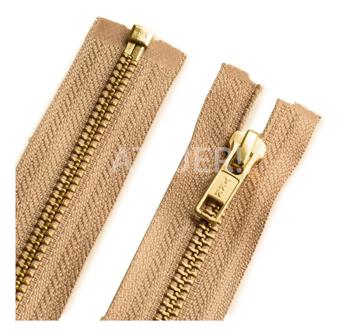 Imagen 3 de 4 de Cierres Metal Bronce Ykk Desmontable Cad 5 Automático 80cm