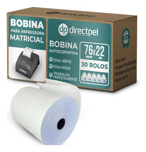 Directpel Bobina Autocopiativa 76x22 2 Vias Mp20 E Mais
