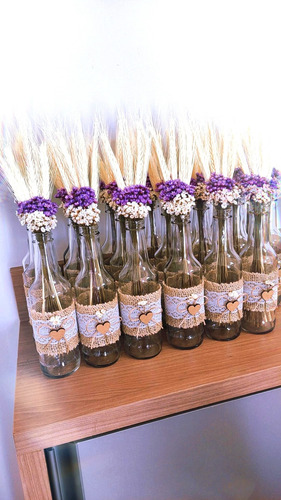 13 Garrafinhas Decoradas Com Flores Secas