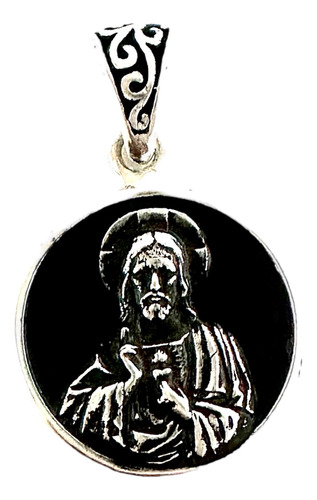 Medalla De Plata Del Sagrado Corazón De Jesús. Sg-joyería.