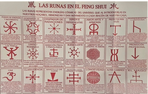 Runas Feng Shui Chinas Estampa Plantilla Con Explicación