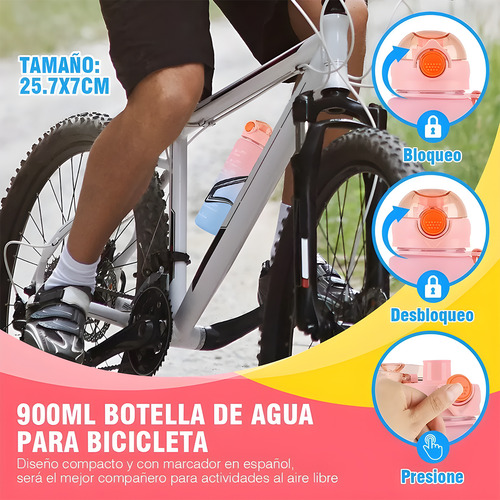 Botella Deportiva Para Agua 3 En 1 Con 3 Niveles Distintos Rosa