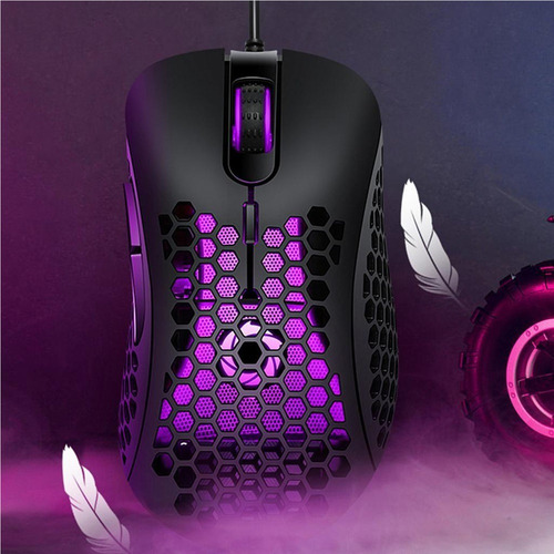 S Mouse De Jogo Usb, Design Oco De Favo De Mel Mouse Com