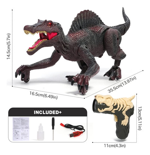 Dinosaurio Jurásico A Control Remoto Con Luz Niebla Y Rugido