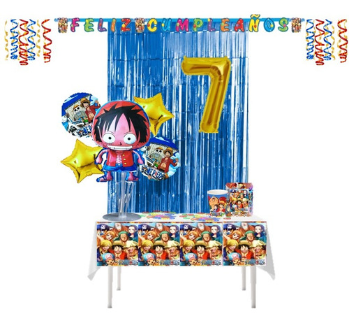 Kit One Piece Decoración Fiesta Infantil Niños 10 Personas 