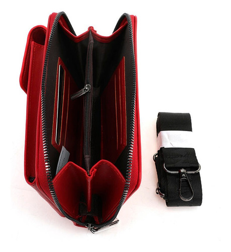 Bandolera Billetera Porta Celular Agarrate Catalina Rfid Color Negro