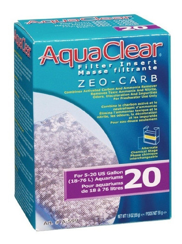 Inserto De Filtro Aquaclear 20 Zeo-carb 55 Gr