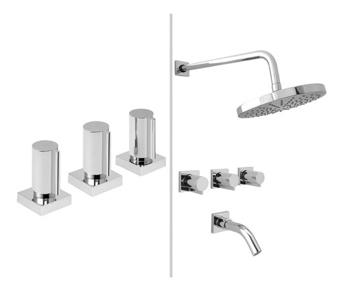 Set Grifería Baño Ducha Embutir Transf. Bidet Peirano Toledo