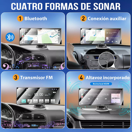 Reproductor Multimedia Inalámbrico Hysmart Car Play Car De 10 Pulgadas + Cámara De Marcha Atrás