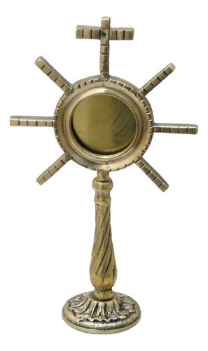 Ostensório Em Bronze Igrejas Missas Religião Catolicismo Cor Dourado-escuro