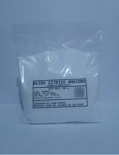 Ácido Cítrico Anhidro 500 Gr. (grado Alimenticio)