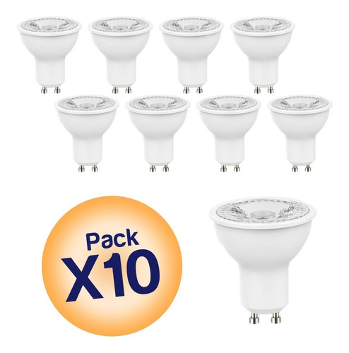 Pack X10 Dicroica Led Dimerizable 7w Gu10 Cálido Frío 