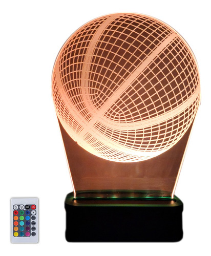 Lampara Led Pelota De Básquet Ilusión 3d 16 Colores 220v