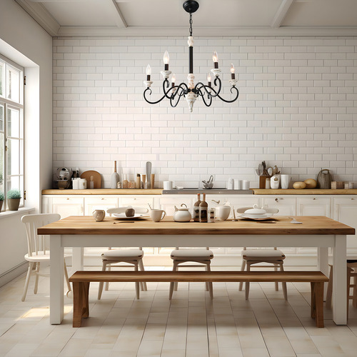 Lampara De Arana Estilo Rustico De 6 Luces, Estilo Vela Rust