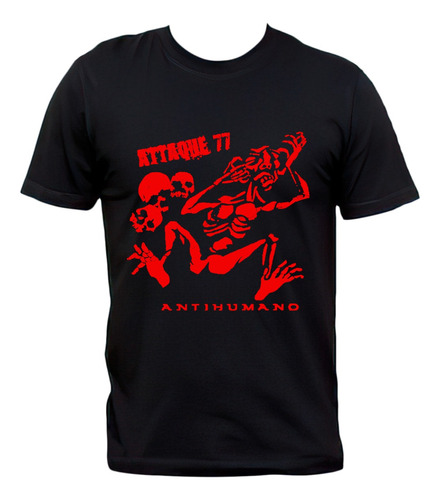 Remera Negra Attaque 77 Antihumano Rock Argentino