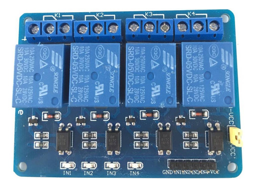 Módulo Relé 4 Canais Entrada 5v Para Arduino + Case 3d Nfe