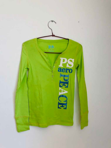 Polera Niña Aeropostale Talla 12 Color Verde Fosforescente