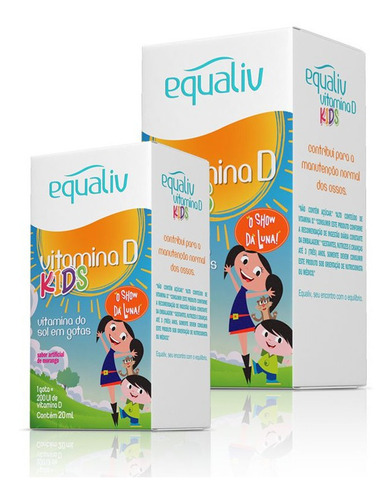 Kit 2 Vitamina D 200ui Kids Equaliv 20ml Em Gotas Sabor Morango