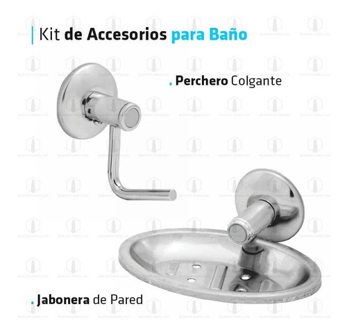 Imagen 2 de 10 de Set Accesorios Baño Kit 5 Piezas Sanitario Toilette Cromo