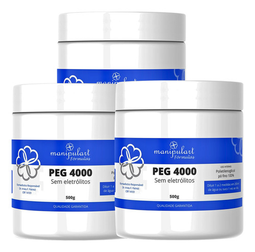 Peg 4000 Polietilenoglicol Puro 500g 3 Potes = 1,5kg