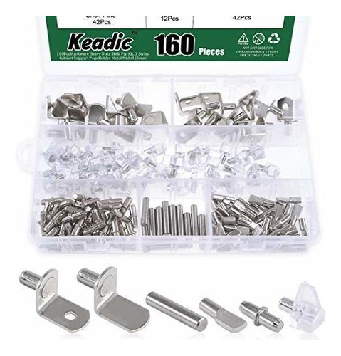 Keadic 160pcs Hardware Heavy Duty Shelf Pin Kit, 5 Esti
