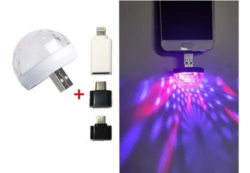 comprar Mini Globo Maluca Led Rgb P\u002F Festa Celular Carro Usb Atacado