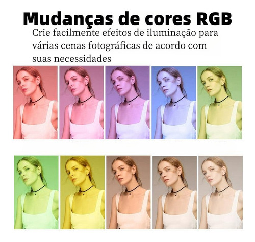 Ring Light Iluminador Rgb Led 46cm Tripé 2m Com 3 Suportes