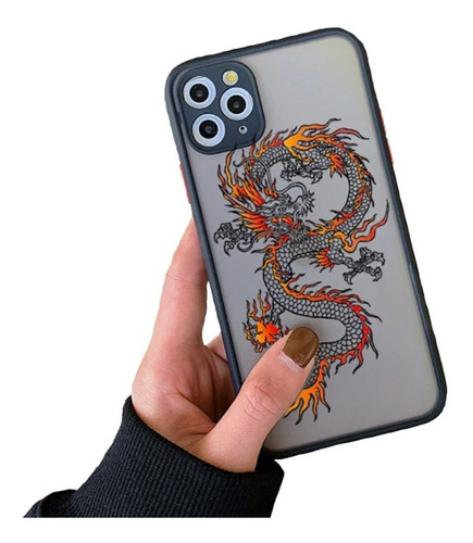 Funda Case Para iPhone Dragon Modelos Acabado Mate