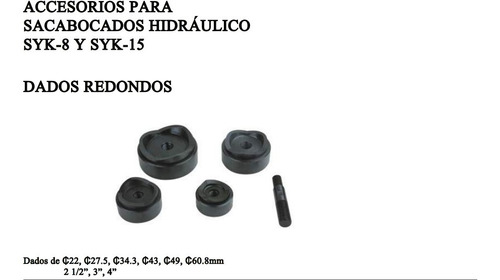 Accesorios Para Sacabocados Hidraulico Dados Redondos 