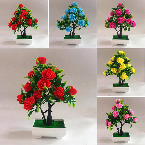 Planta Artificial Realista En Maceta De Color Brillante Para