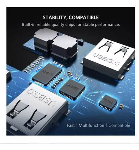 Hub Ugreen Cm121 Usb C A 3xusb3.0a + Hdmi + Rj45 + Sd/tf+ Pd